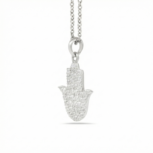 Hamsa Pave Moissanite Pendant