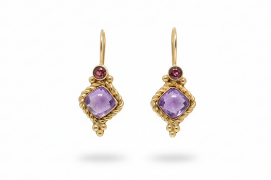 Handmade  Amethyst gemstone earrings