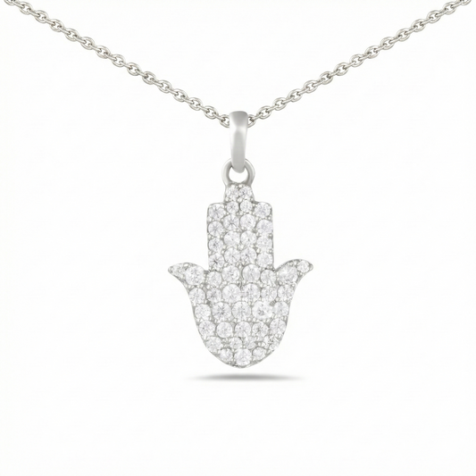 Hamsa Pave Moissanite Pendant