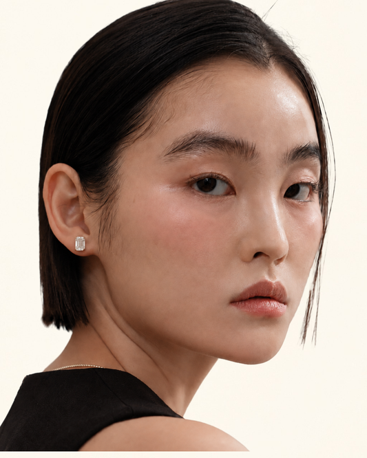 Gold Plated Emerald Baguette Studs