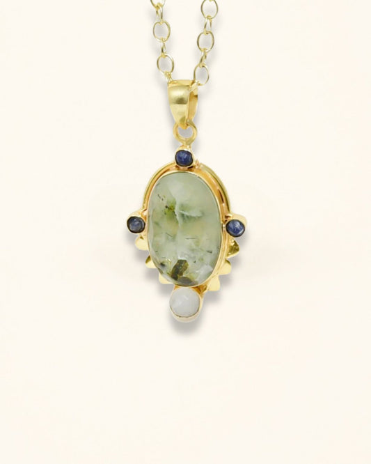Green Rutilated Quartz Oval Pendant