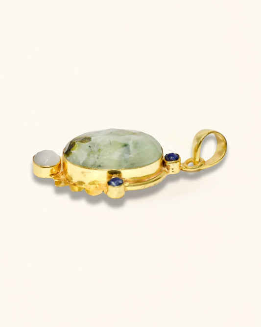 Green Rutilated Quartz Oval Pendant