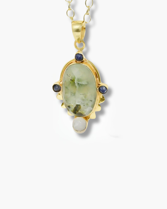 Green Rutilated Quartz Oval Pendant