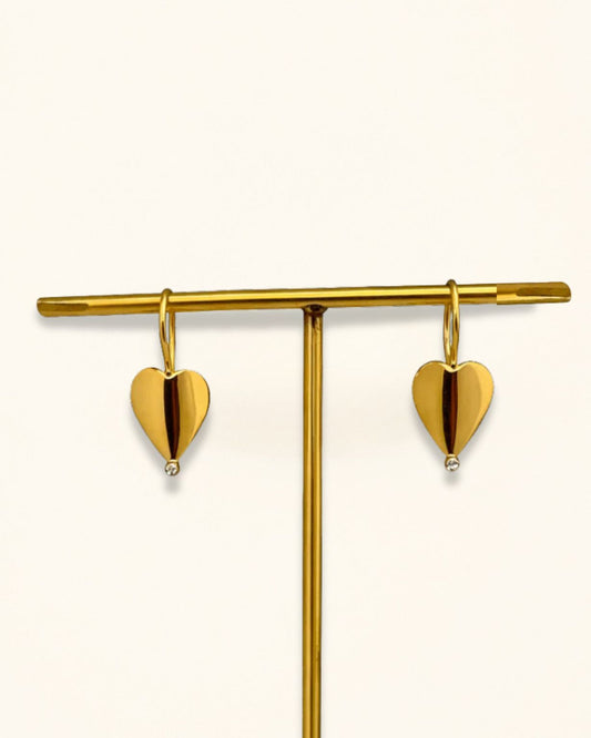 Handamde Golden Heart Drop Earrings