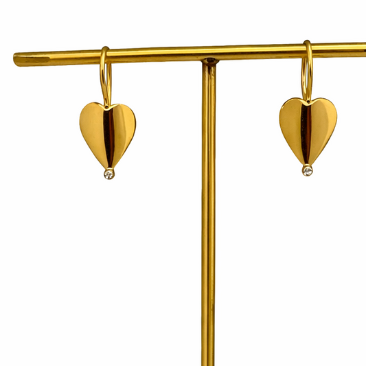 Handamde Golden Heart Drop Earrings