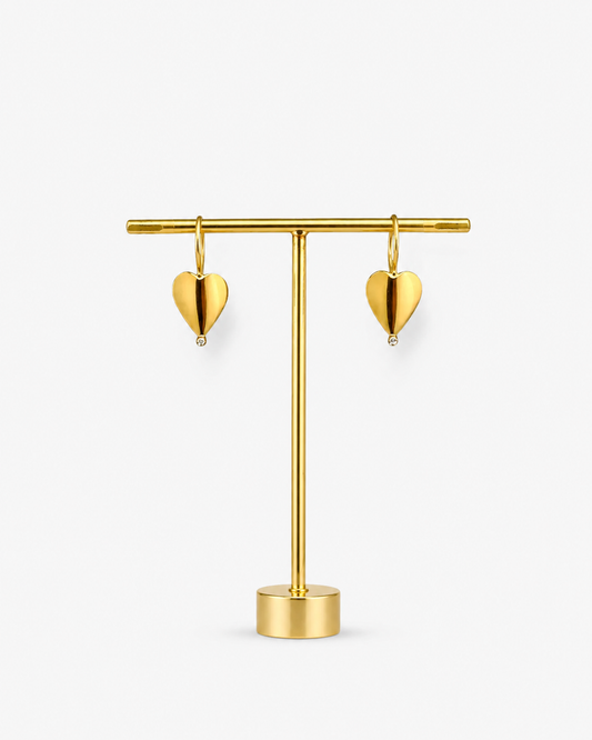 Handamde Golden Heart Drop Earrings