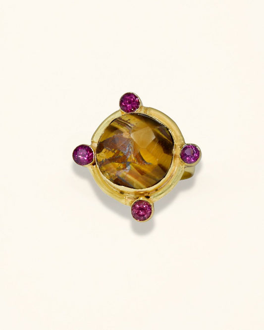 Handmade Checker Tiger Eye Ring