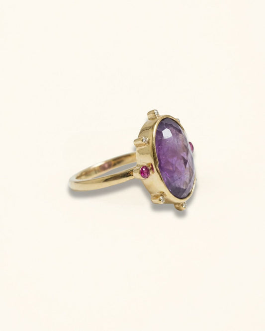 Handmade Cocktail Amethyst Ring