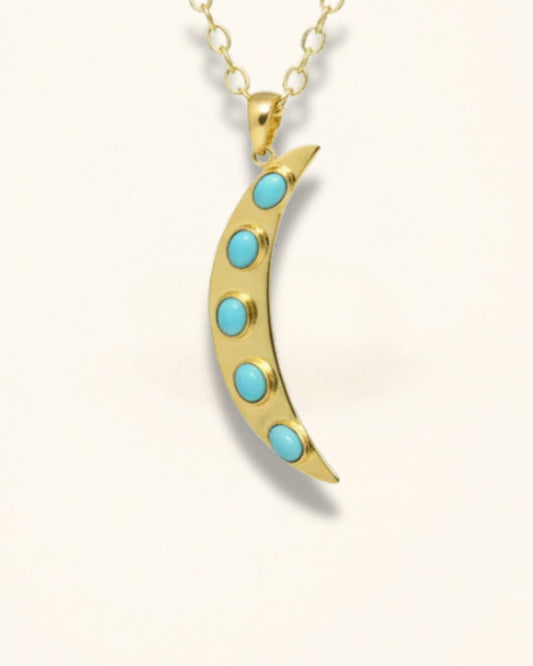 Handmade Crescent Moon Turquoise Pendant