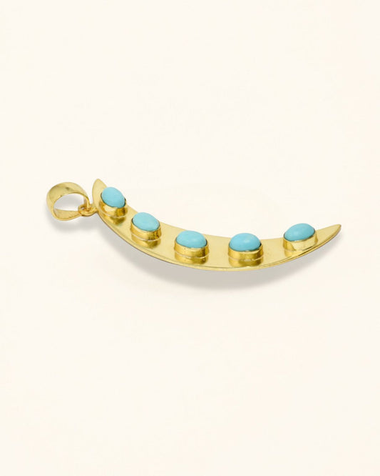 Handmade Crescent Moon Turquoise Pendant