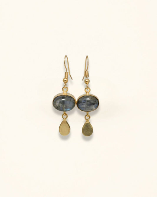 Handmade Labradorite Oval Drop Earring
