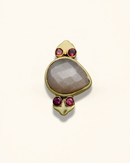 Handmade Pear Peachy Moonstone Ring