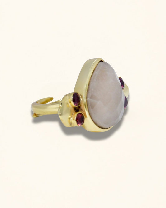 Handmade Pear Peachy Moonstone Ring