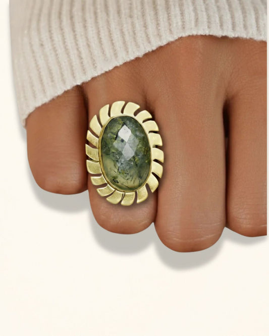 Handmade Tiger’s Eye in a checker-cut Ring