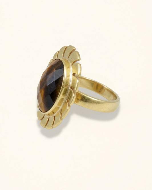 Handmade Vintage Checker Tiger Eye Ring