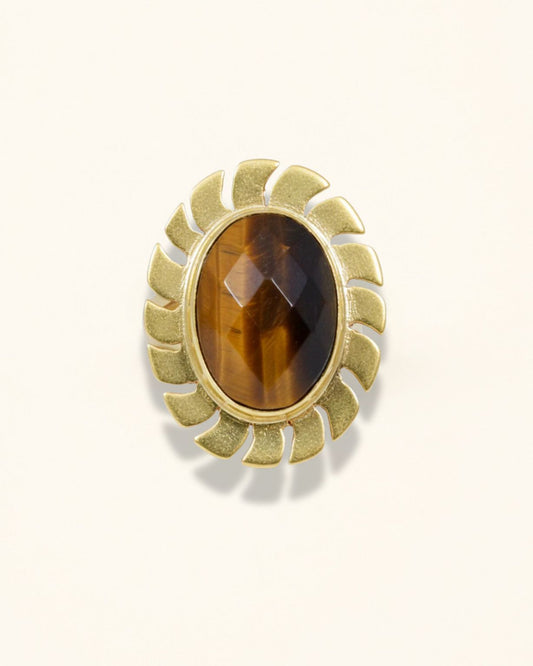 Handmade Vintage Checker Tiger Eye Ring