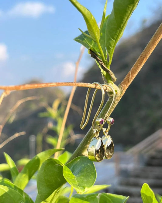 Handmade Whisky Quartz Drop Earrings