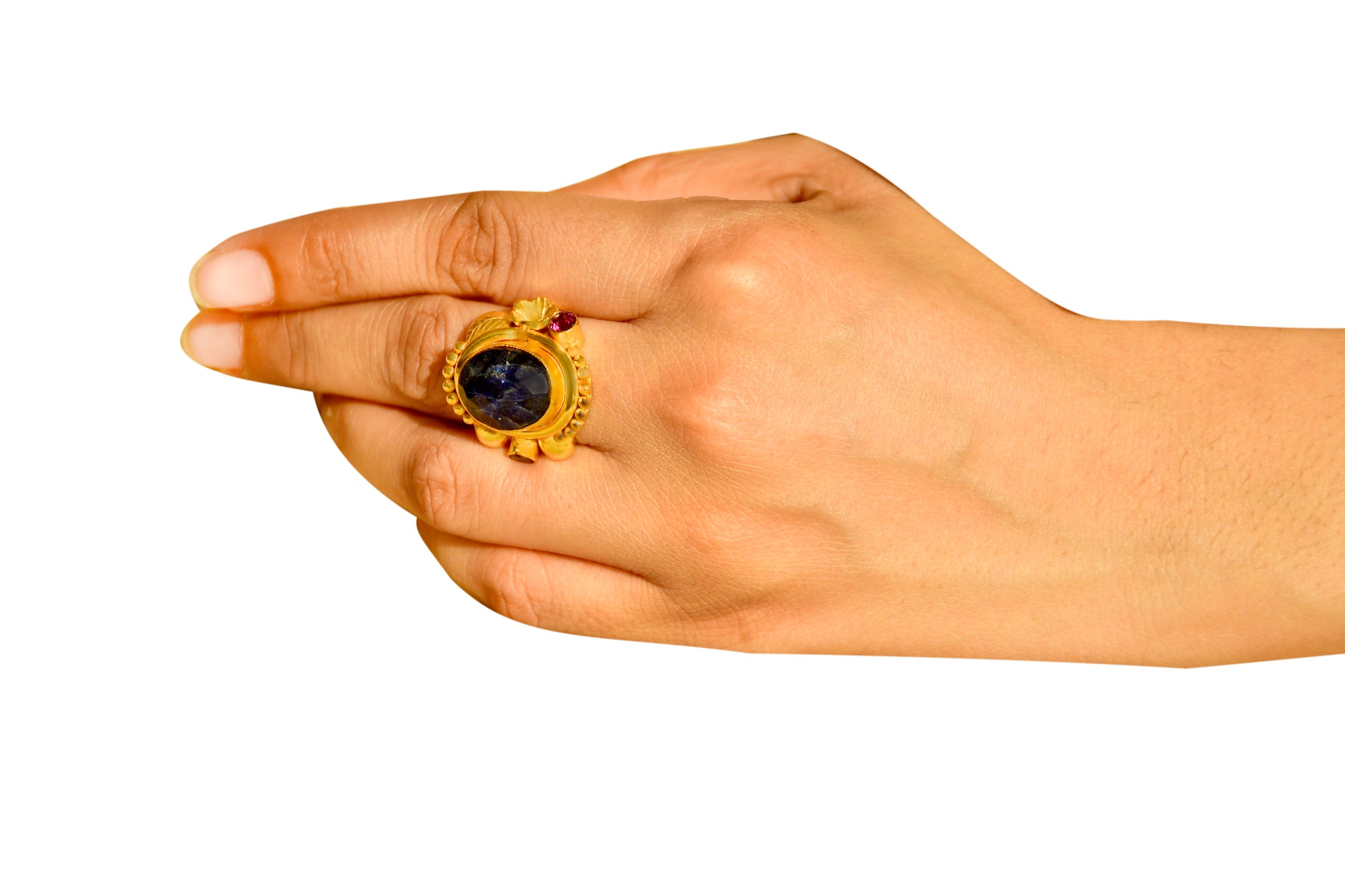 Handmade Boho Sodalite Floral Ring5