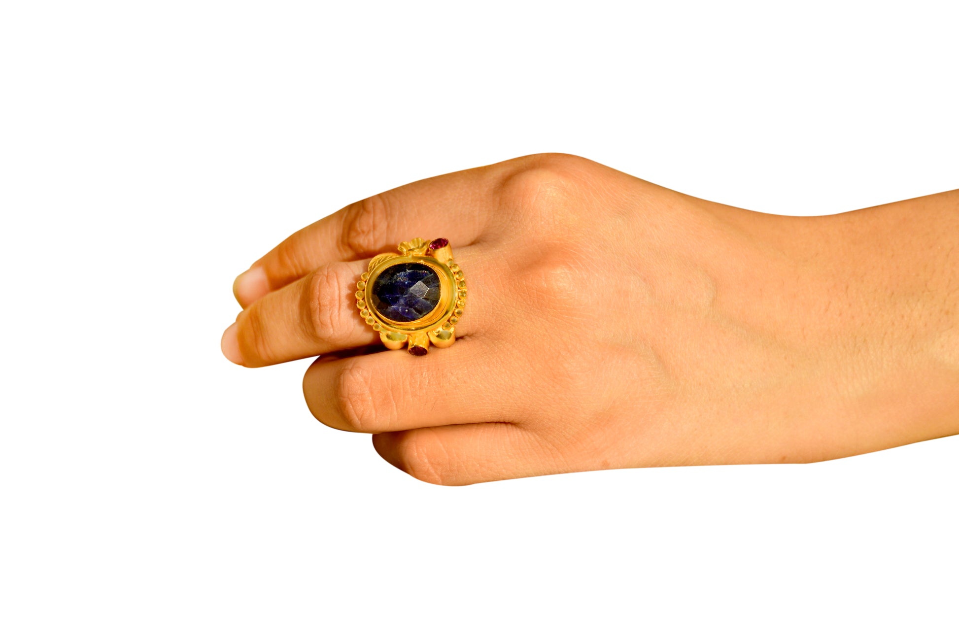 Handmade Boho Sodalite Floral Ring6