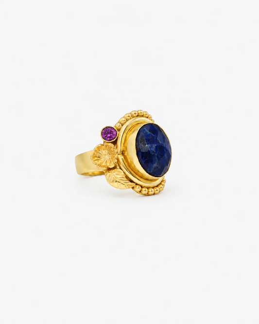 Handmade Boho Sodalite Floral Ring