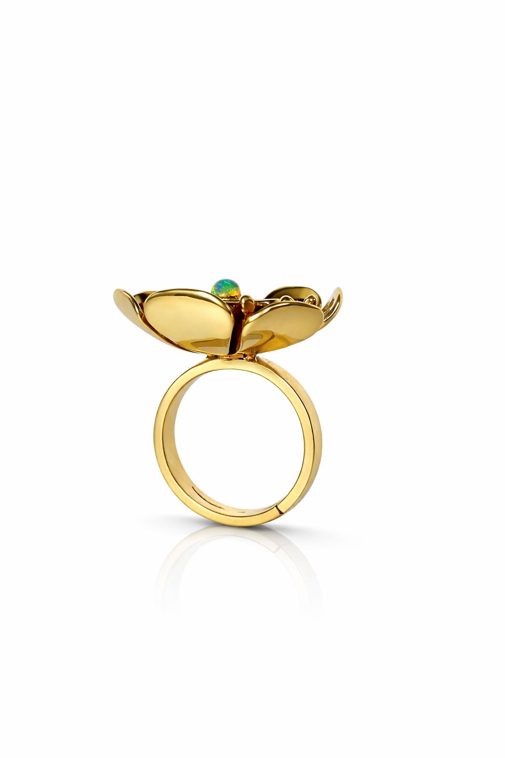 Handmade Buttercup blossom opal ring1