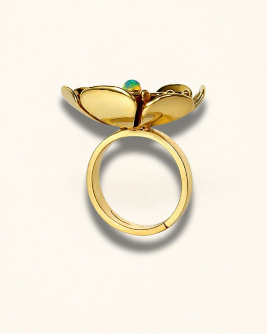 Handmade Buttercup blossom opal ring
