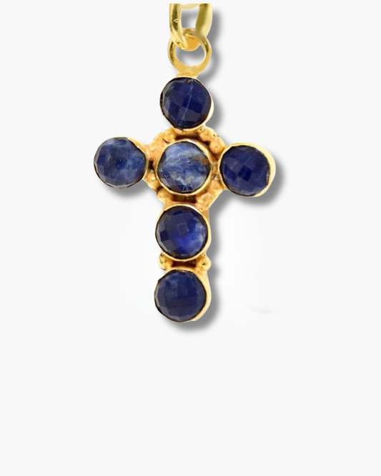 Handmade Celestial Blue Cross Pendant