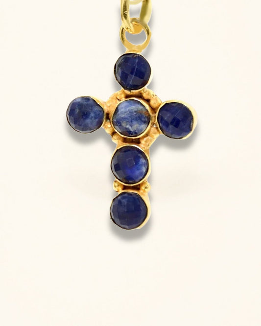 Handmade Celestial Blue Cross Pendant
