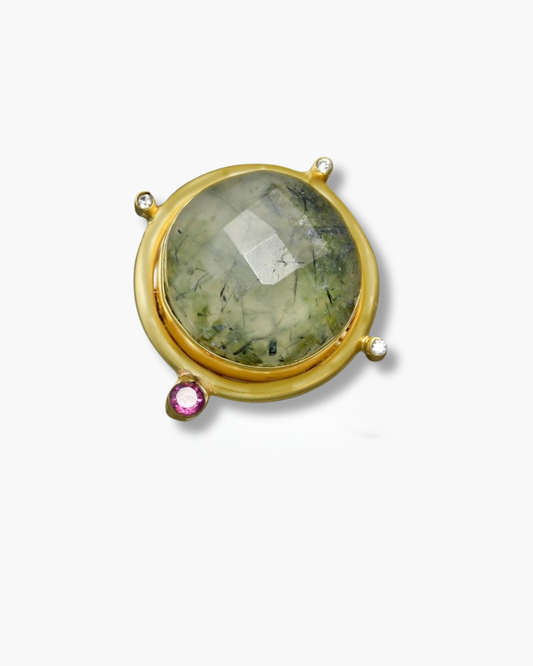 Handmade Checker Black Rutile Ring