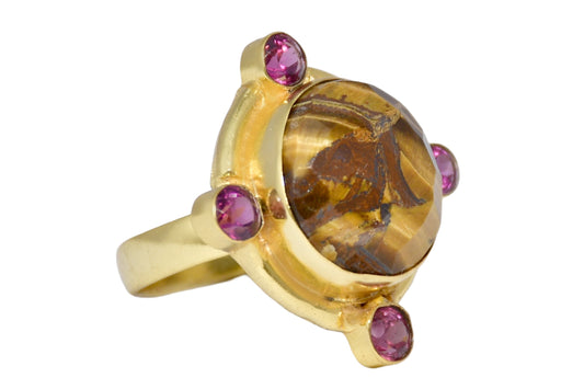 Handmade Checker Tiger Eye Ring