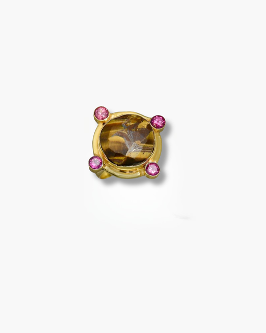 Handmade Checker Tiger Eye Ring