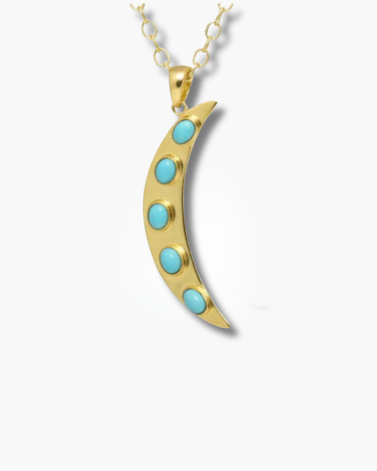 Handmade Crescent Moon Turquoise Pendant