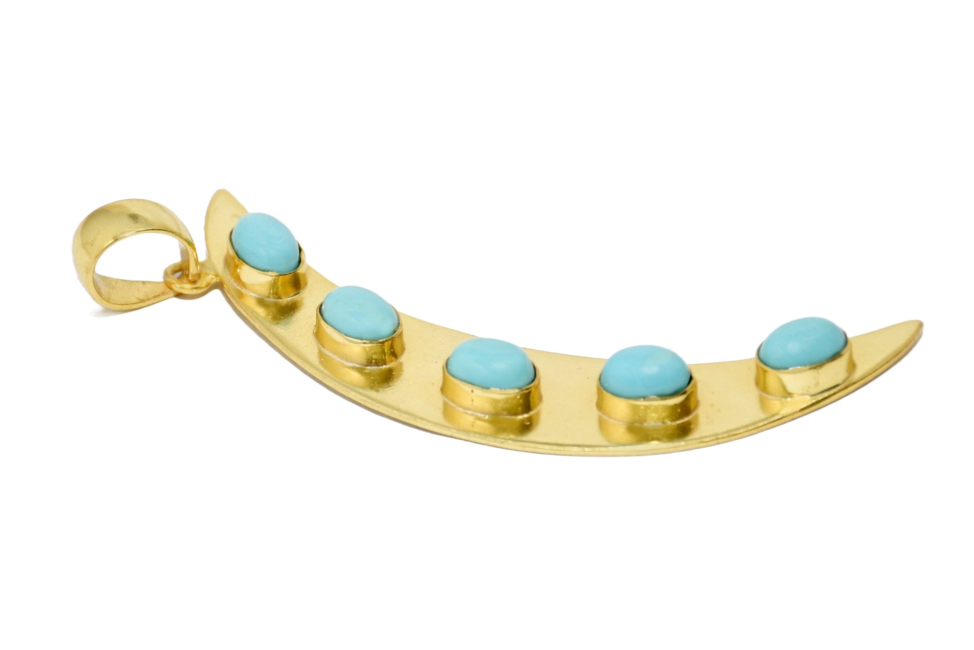Handmade Crescent Moon Turquoise Pendant1