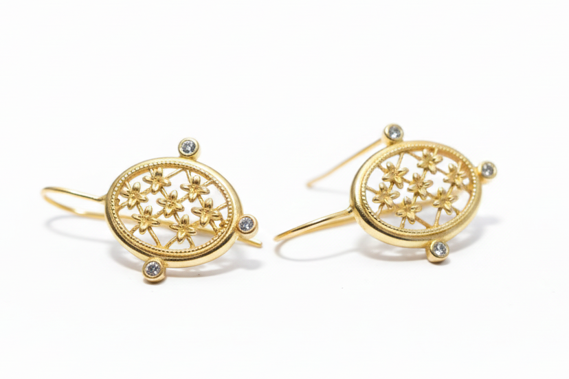 Handmade Floral Moissanite Earrings2