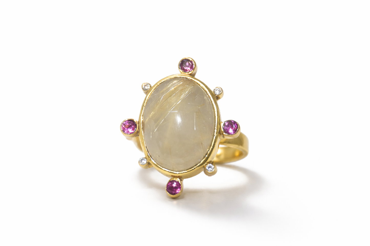 Handmade Golden Rutile and Rhodolite Ring1