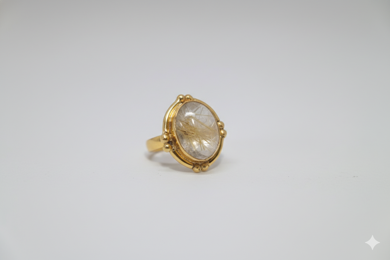 Handmade Golden rutilated quartz Rava Ring1