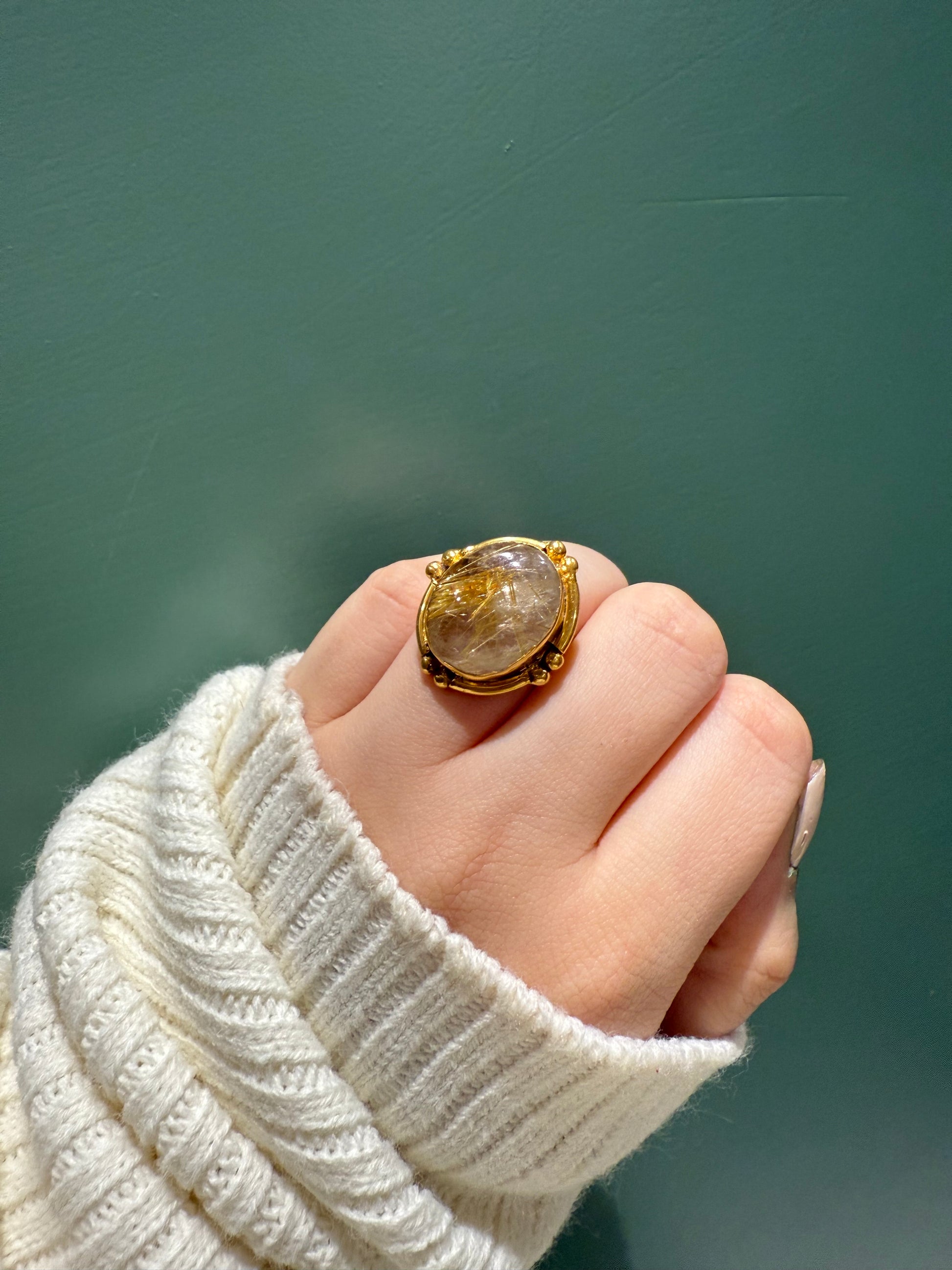 Handmade Golden rutilated quartz Rava Ring2