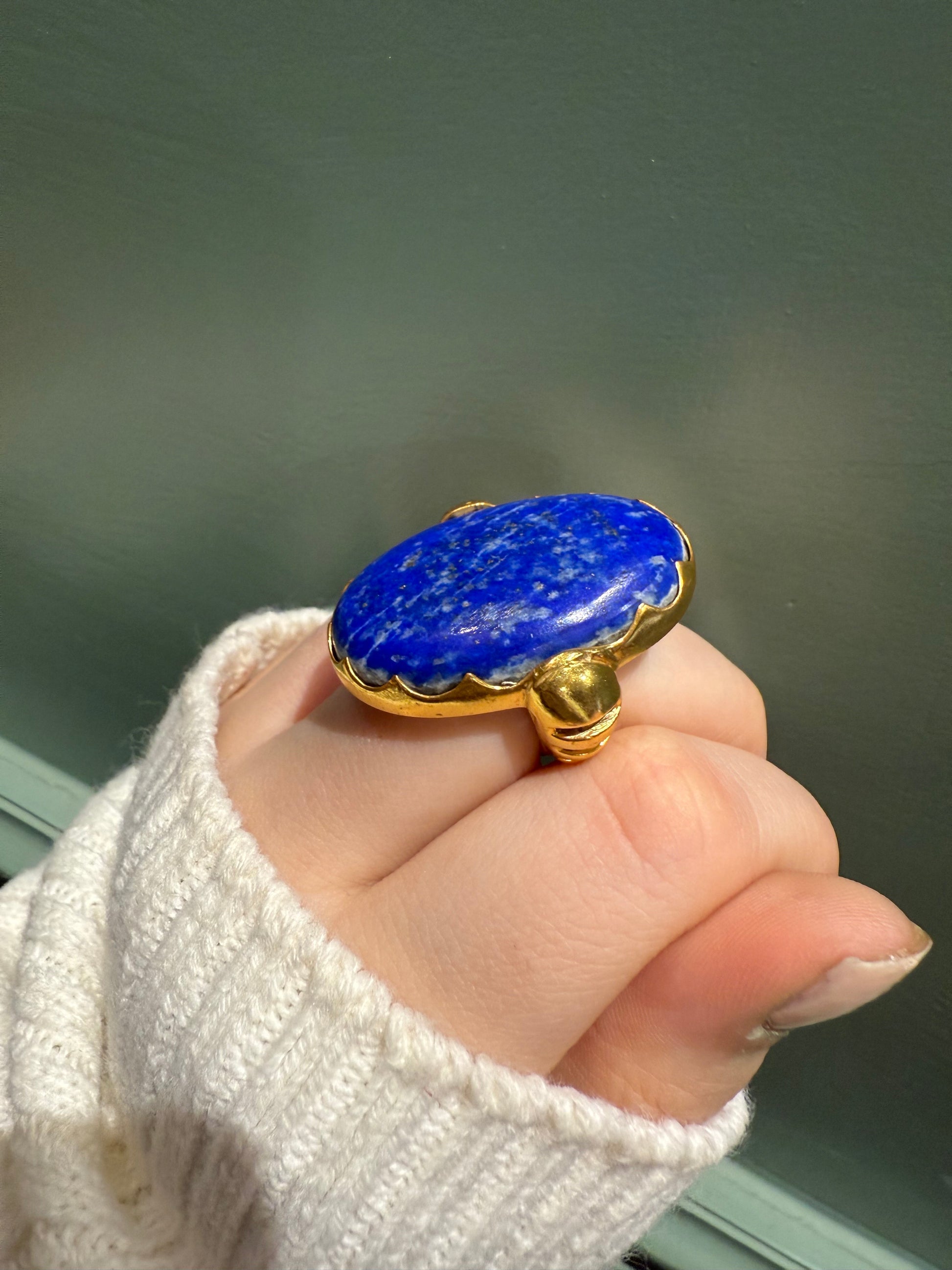Handmade Lapis Lazuli Floral Ring510