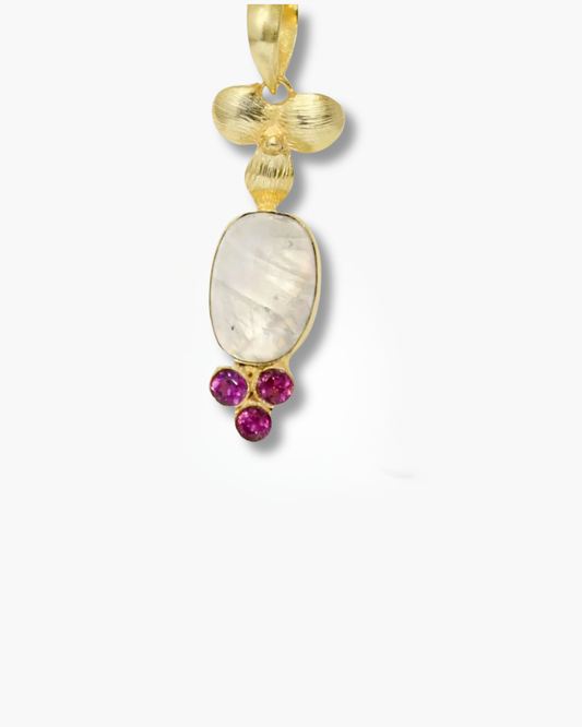 Handmade Moonstone And Rhodolite Pendant