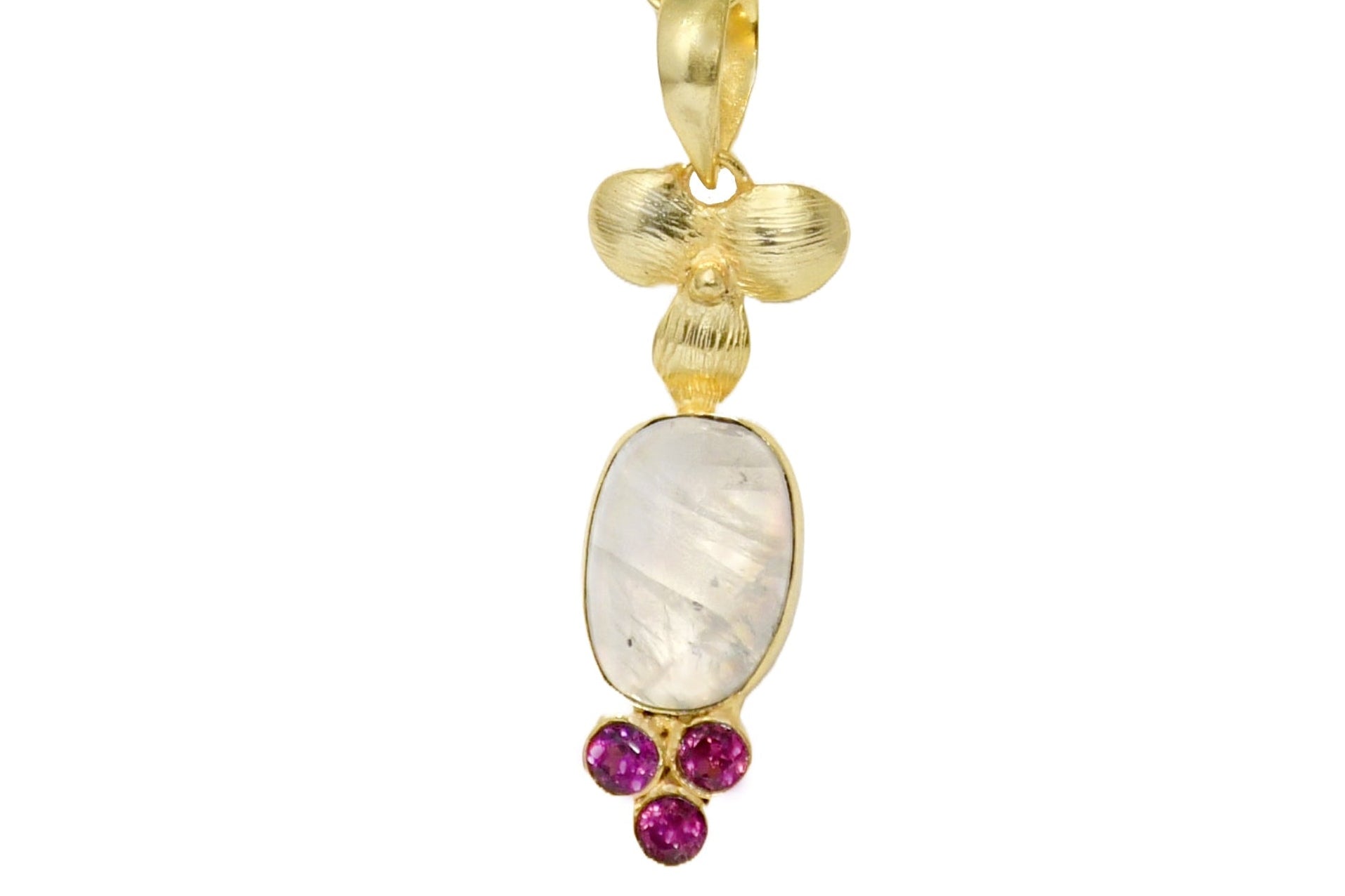 Handmade Moonstone and Rhodolite Pendant