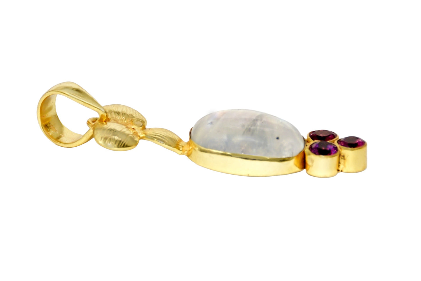 Handmade Moonstone and Rhodolite Pendant1