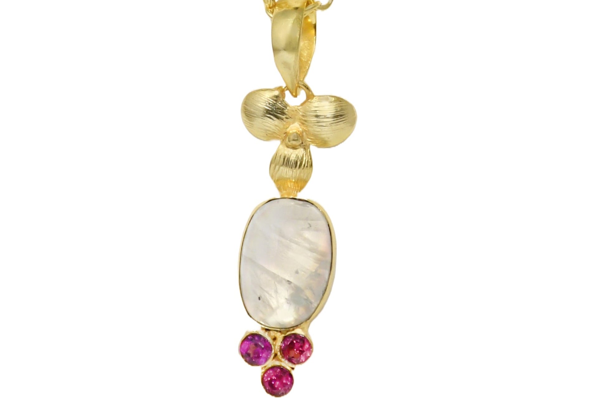 Handmade Moonstone and Rhodolite Pendant3