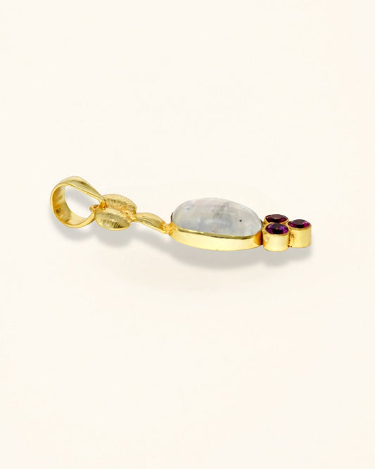 Handmade Moonstone And Rhodolite Pendant