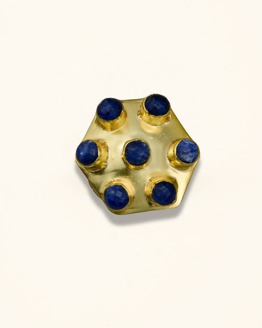 Handmade Natural Hexagon Sodalite Ring