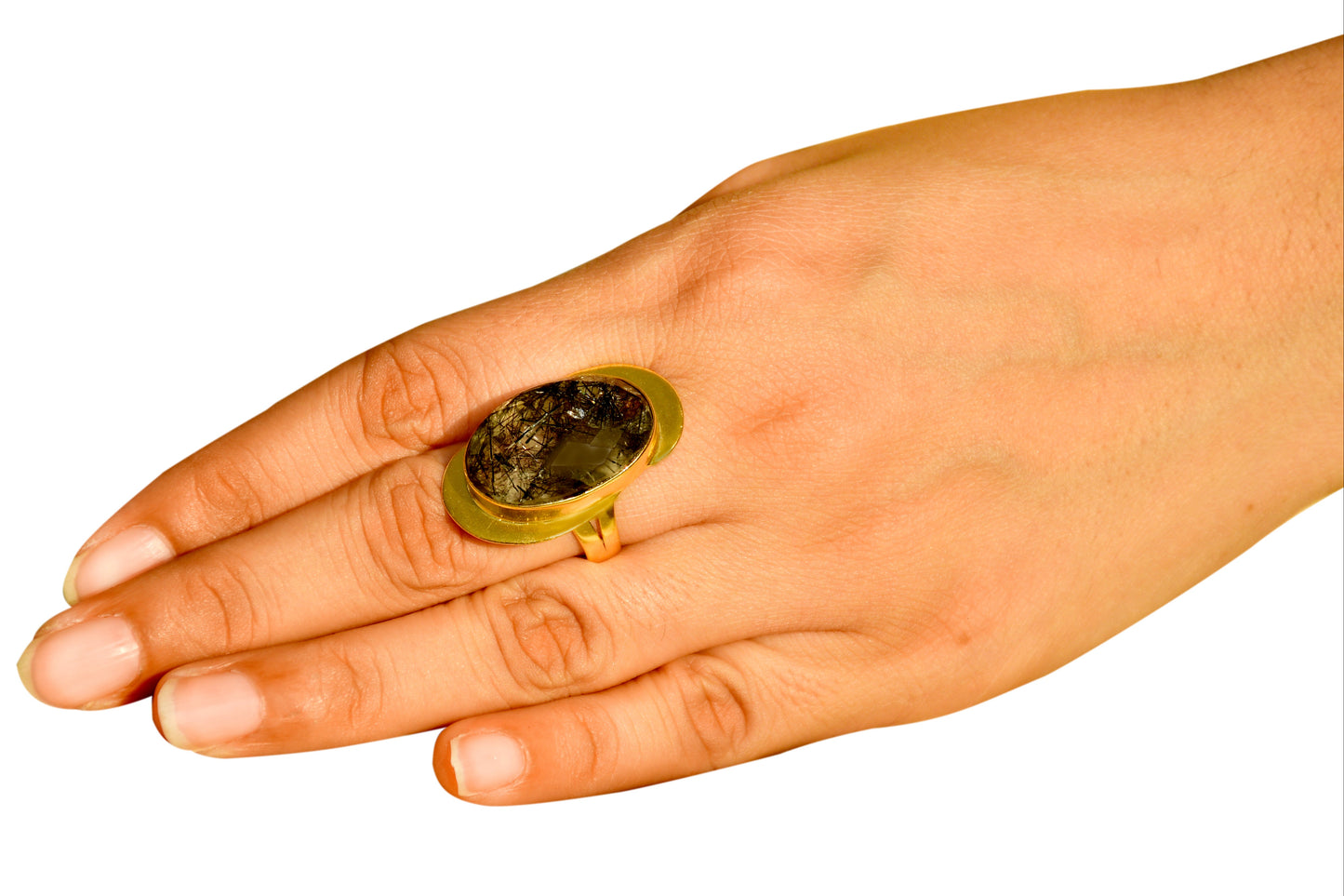 Handmade Oval Black Rutile Ring4