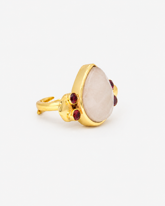 Handmade Pear Peachy Moonstone Ring