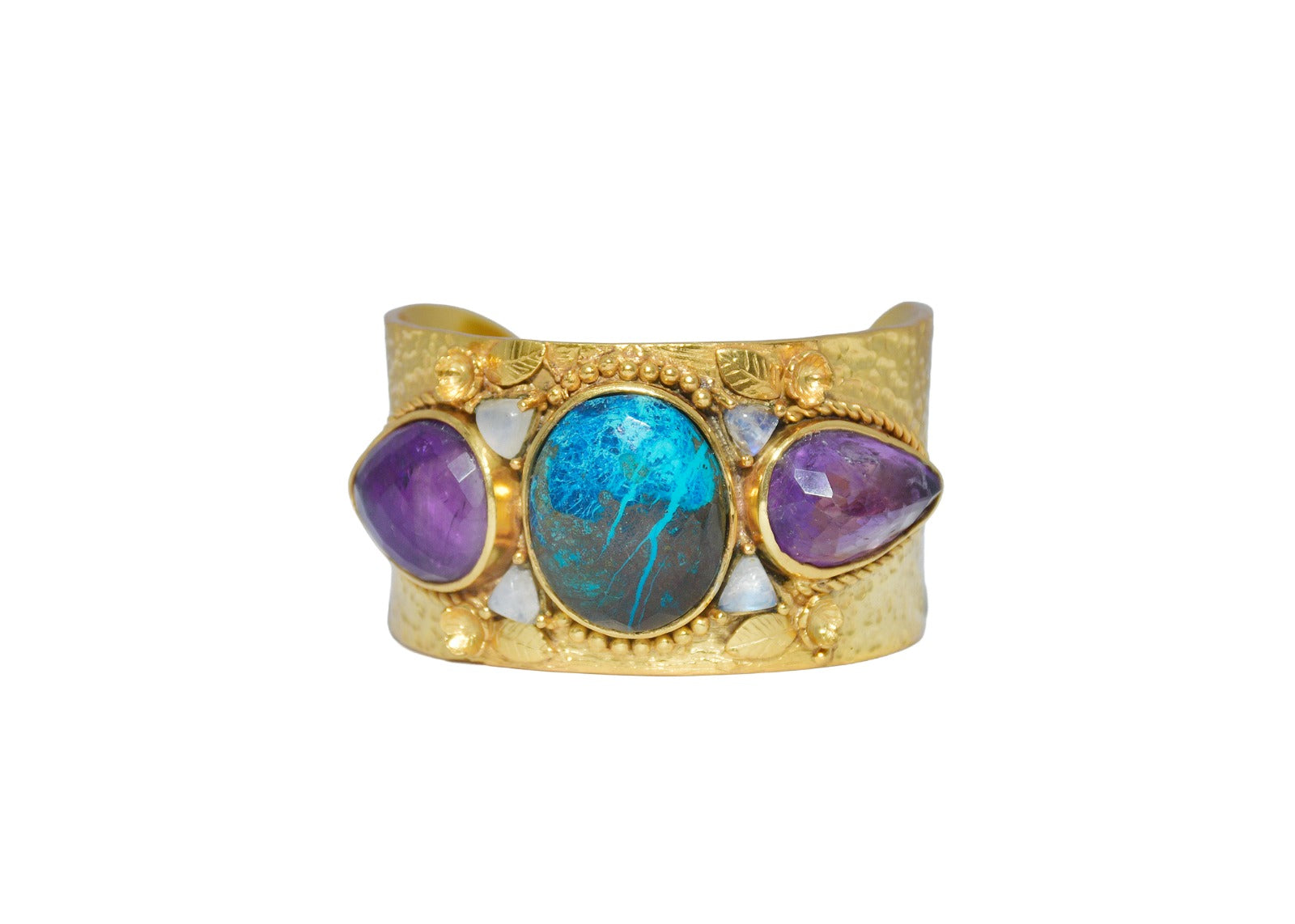 Handmade Pear checker cut amyethyst and Chrysocolla Bracelet1