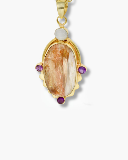 Handmade Pendant Featuring Checker-Cut Peanut Wood Jasper