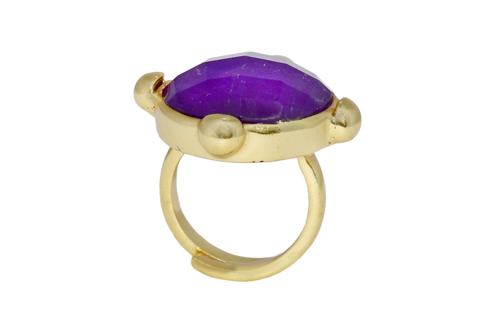 Handmade Round Amethyst Checker Ring2