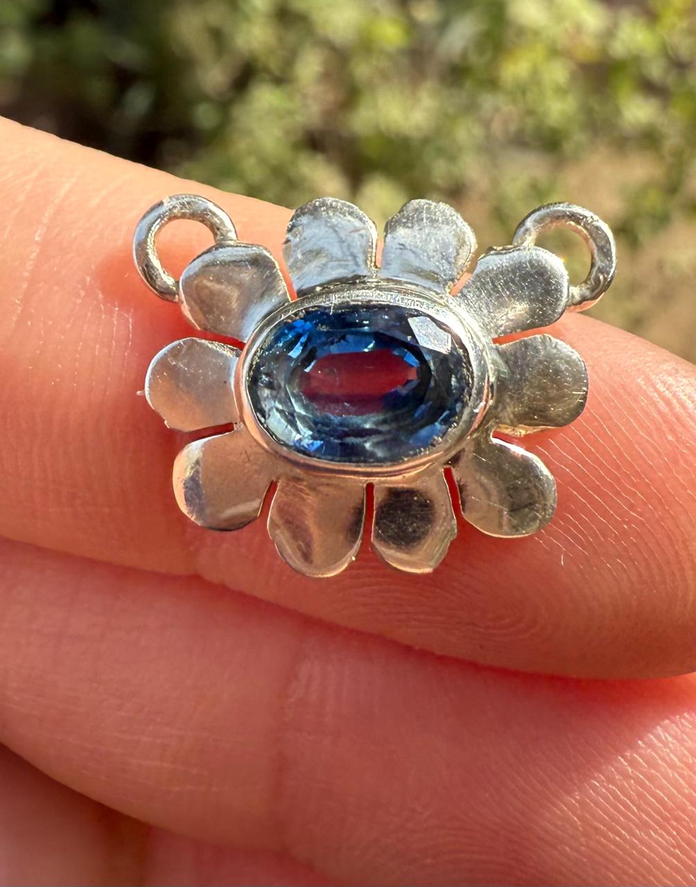 Handmade Silver Nautral iolite bloom pendant6